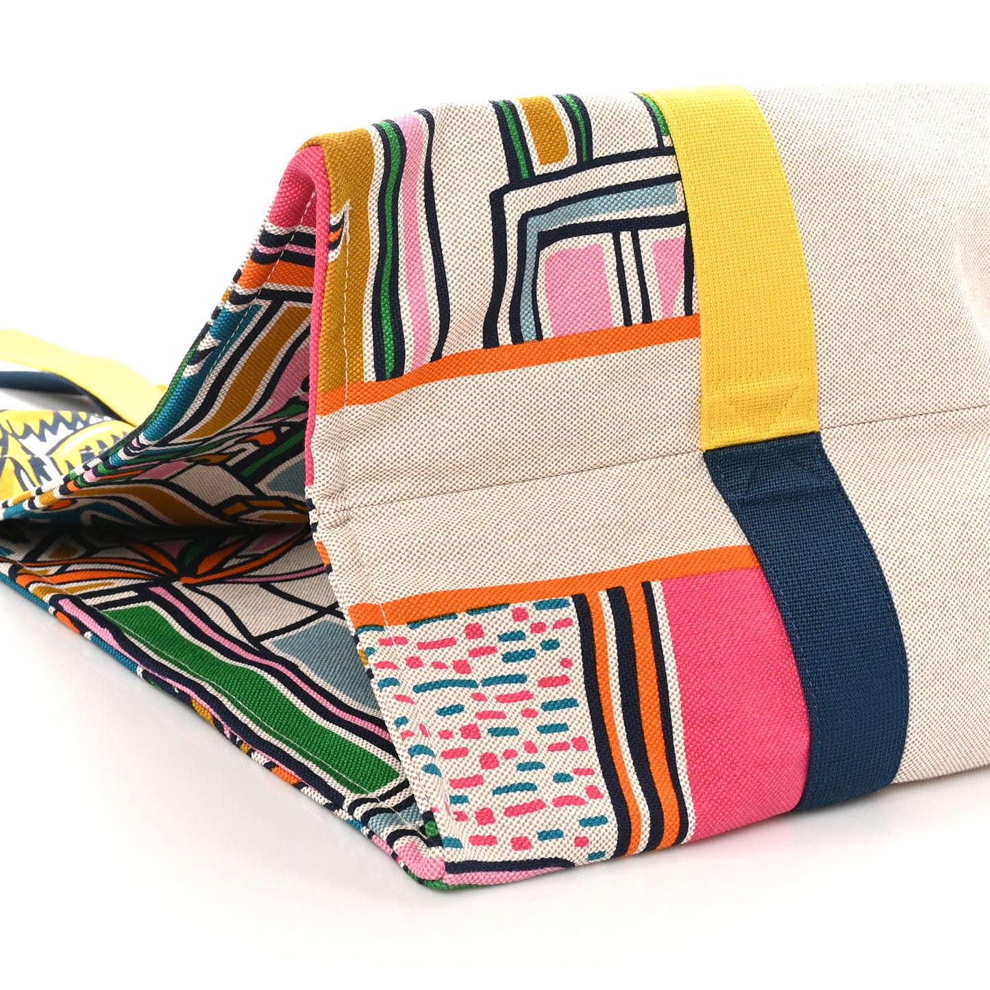 Cotton Canvas Vue Sur La Dune Beach Bag Outremer Bubble Gum Jaune D'Or