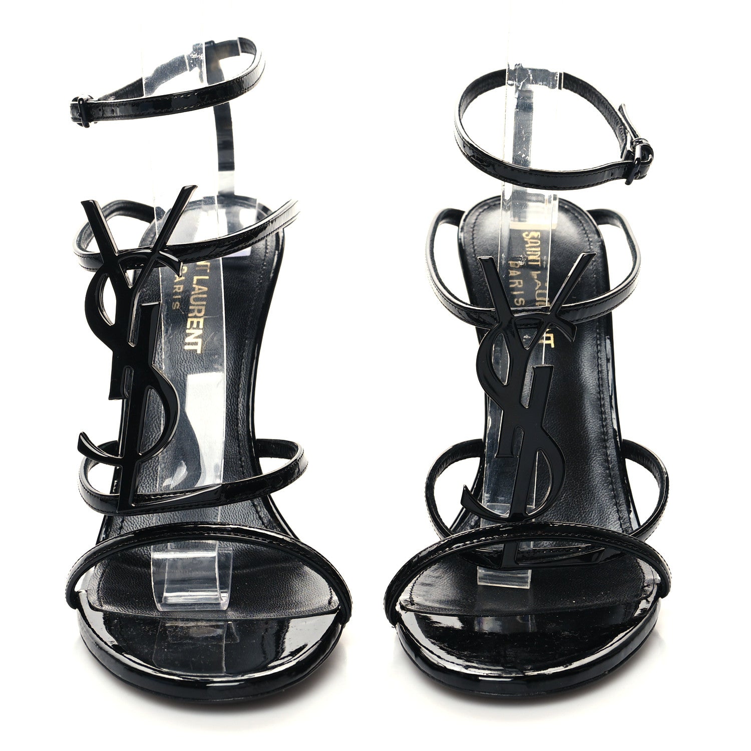 Saint Laurent Patent Calfskin Cassandra 100 Sandals 37 Black 2 of 8
