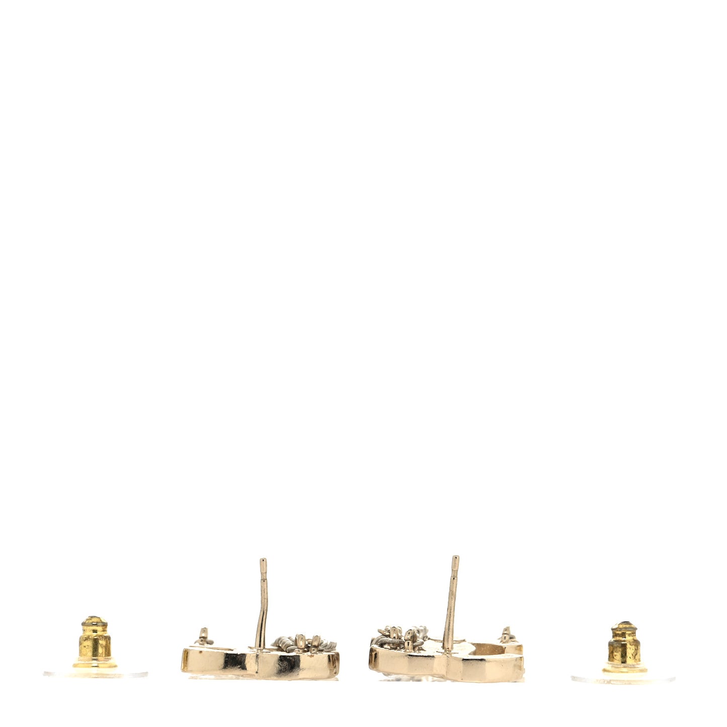 Crystal Chain CC Earrings Gold