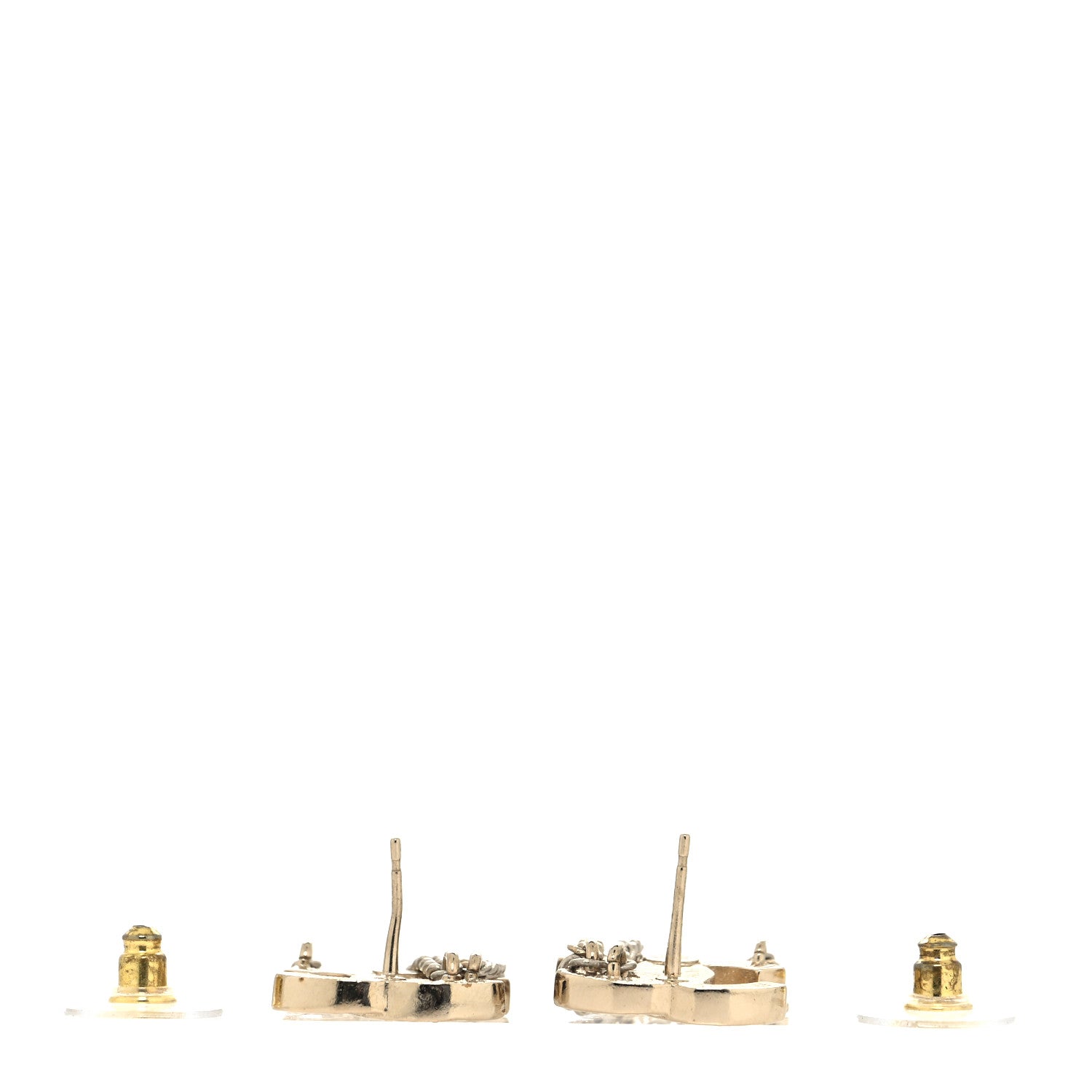 Chanel Crystal Chain CC Earrings Gold 3 of 4
