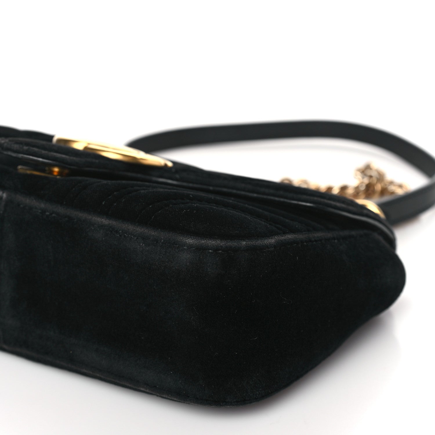 Gucci Velvet Matelasse Mini GG Marmont Shoulder Bag Black 9 of 9