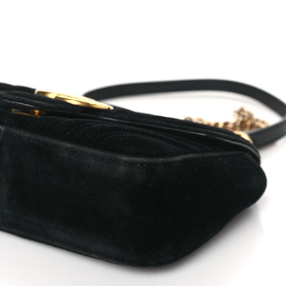 Gucci Velvet Matelasse Mini GG Marmont Shoulder Bag Black 9 of 9