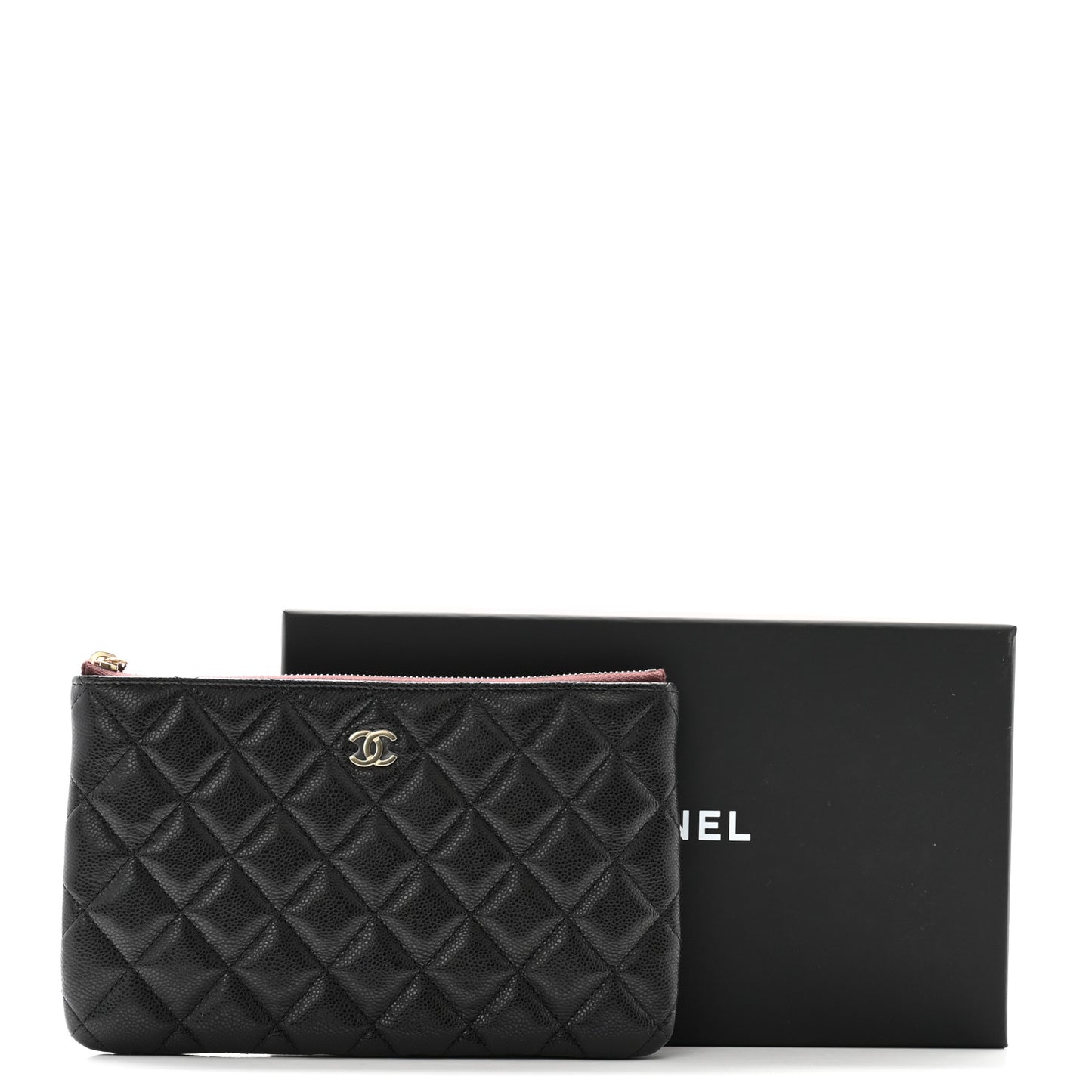 Caviar Quilted Small Zipped Pouch Black