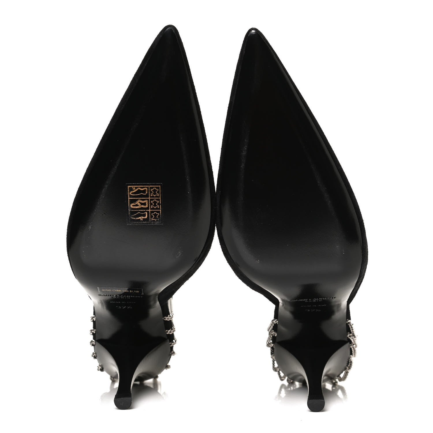 Saint Laurent Suede Chain Trim Pumps 37.5 Black 7 of 12