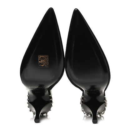 Saint Laurent Suede Chain Trim Pumps 37.5 Black 7 of 12