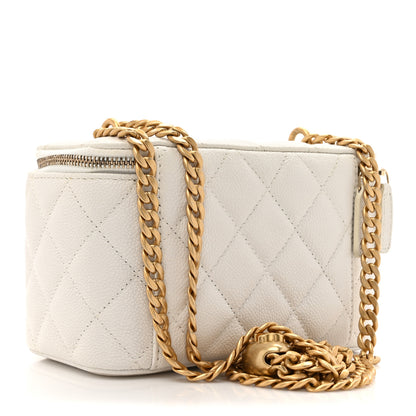 Chanel Caviar Quilted Sweetheart Vanity Case White 3 of 11