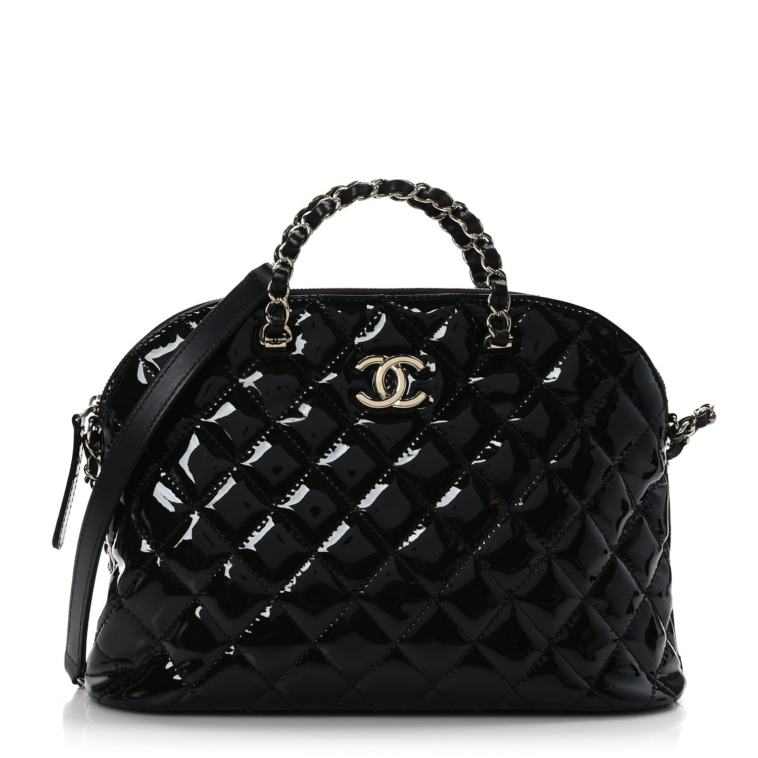 Chanel Patent Quilted Shiny Coco Small Shopping Bag Black 1 of 10