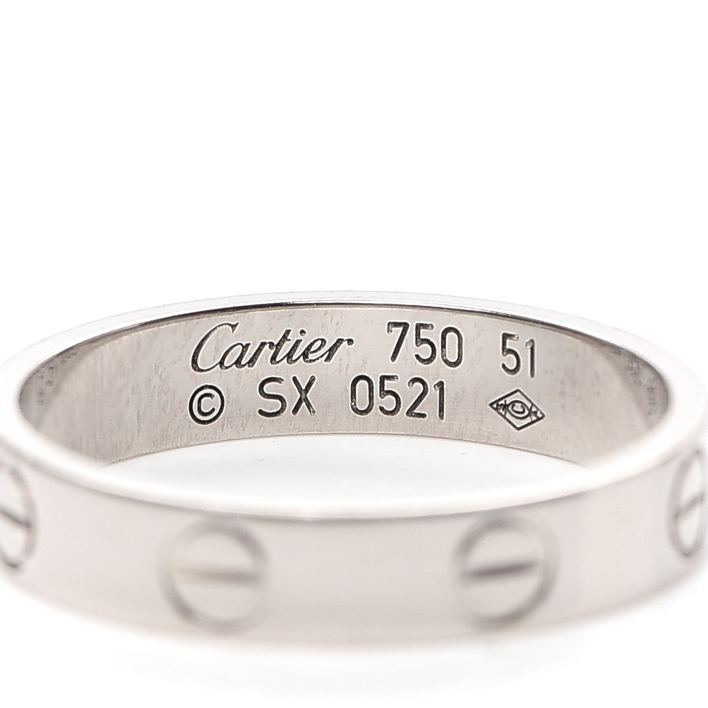 18K White Gold 3.5mm LOVE Wedding Band Ring 51 5.75
