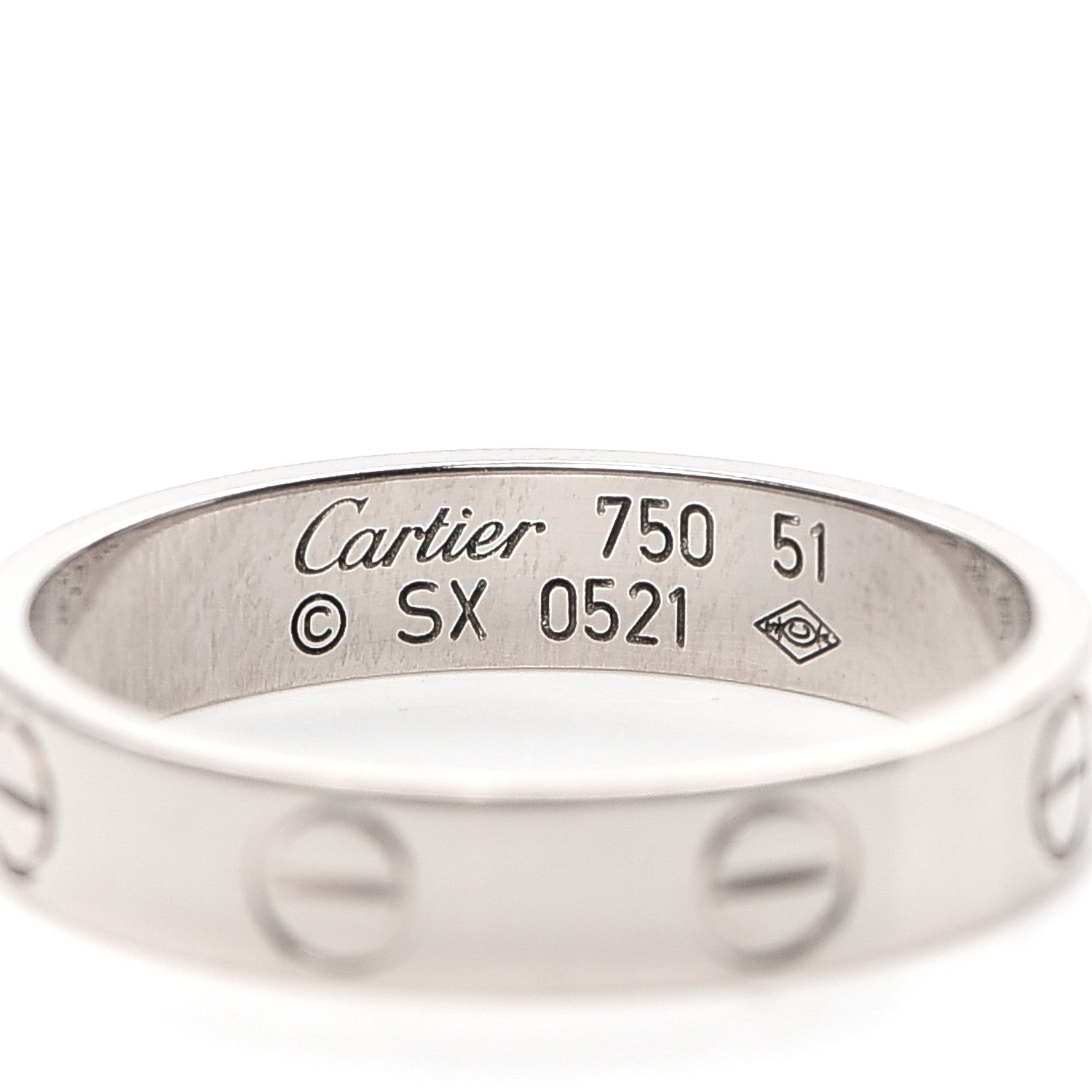Cartier 18K White Gold 3.5mm LOVE Wedding Band Ring 51 5.75 4 of 4
