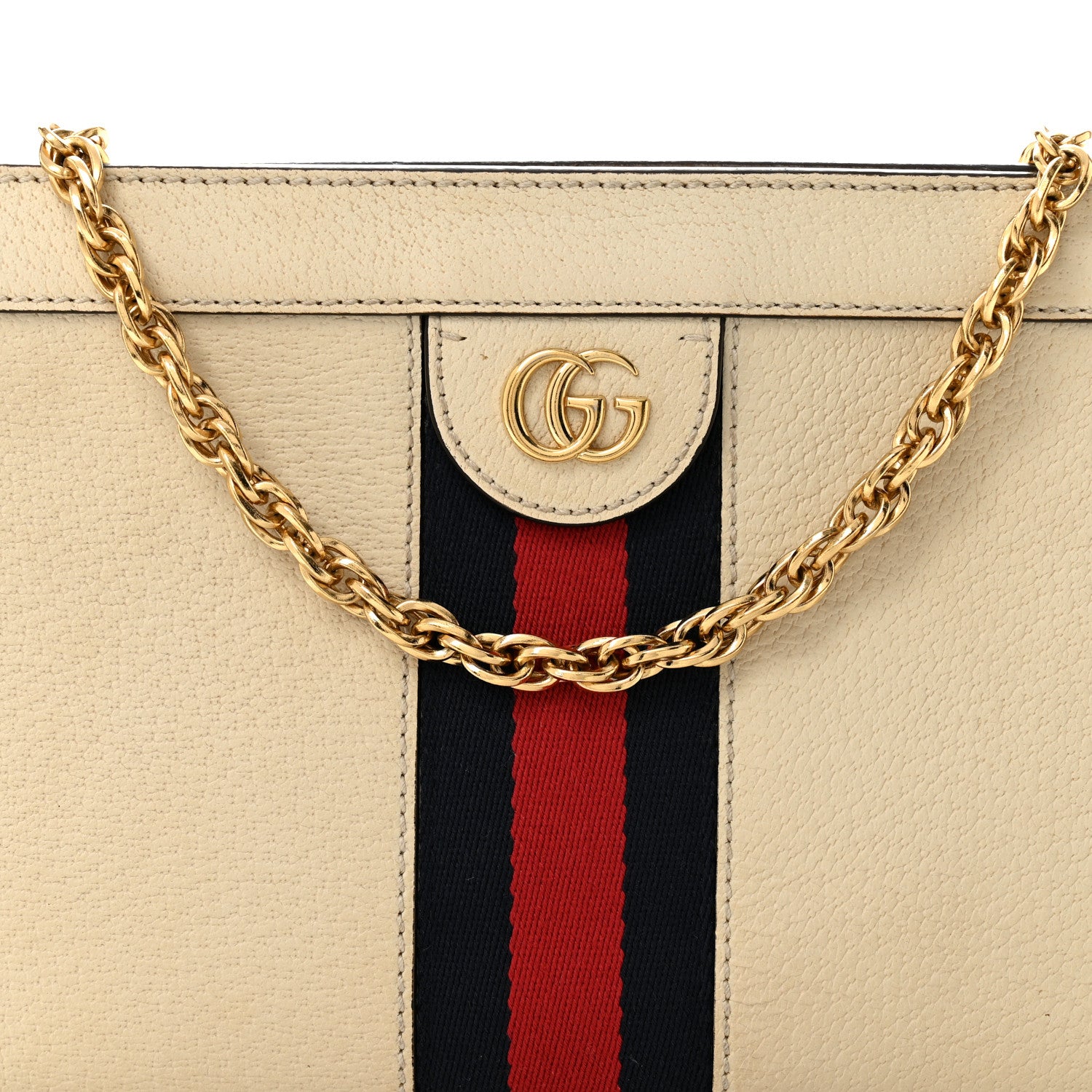Gucci Textured Calfskin Web Small Ophidia Chain Shoulder Bag Mystic White 8 of 12