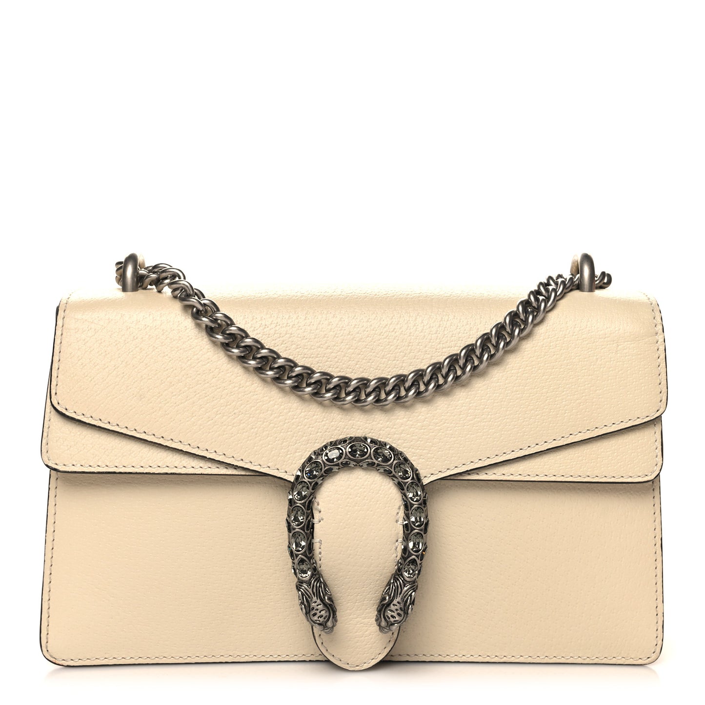Textured Calfskin Crystal Small Dionysus Shoulder Bag Mystic White