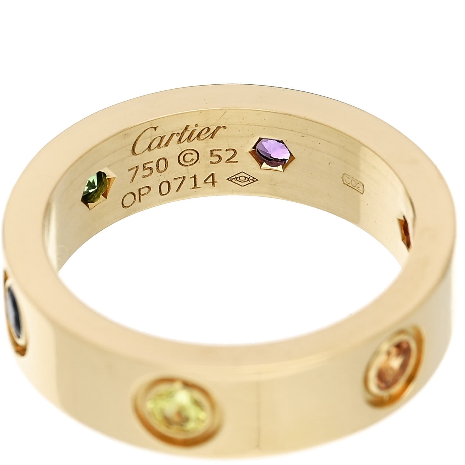 Cartier 18K Yellow Gold Sapphire Garnet Amethyst 5.5mm LOVE Ring 52 6 4 of 4