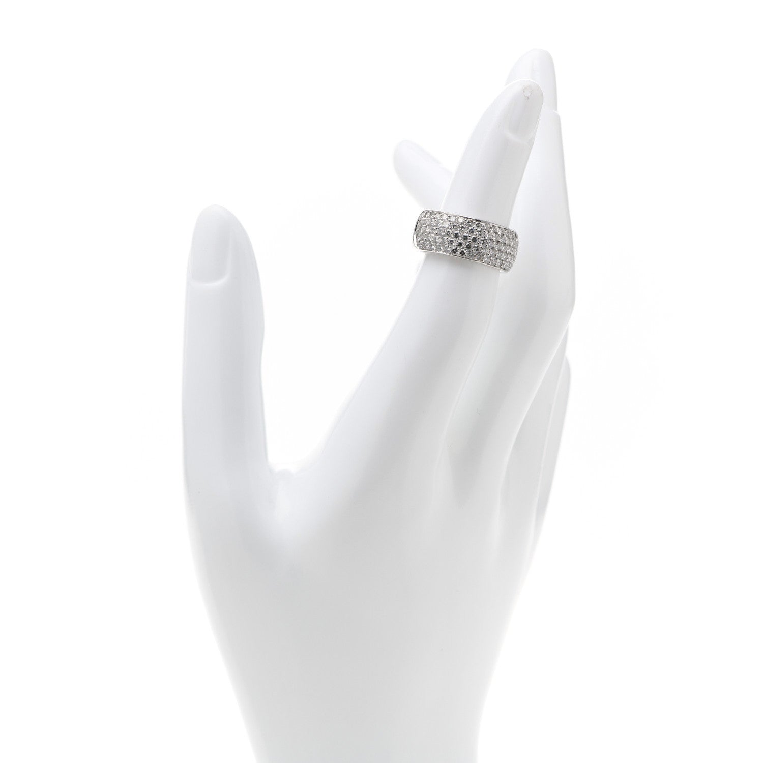 Cartier 18K White Gold Diamond 5 Row Half Paved Band Ring 50 5.25 2 of 4