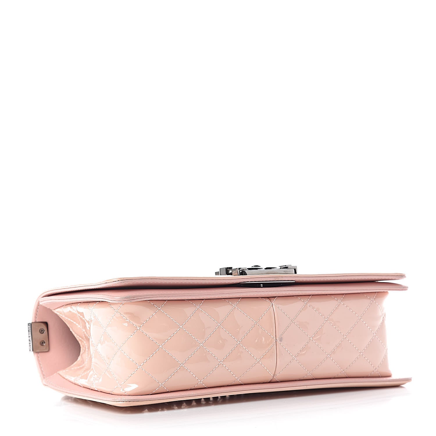 Chanel Patent Chevron Quilted Medium Boy Flap Light Pink 4 of 24