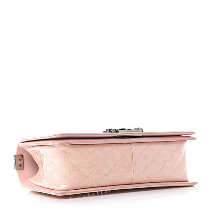 Chanel Patent Chevron Quilted Medium Boy Flap Light Pink 4 of 24