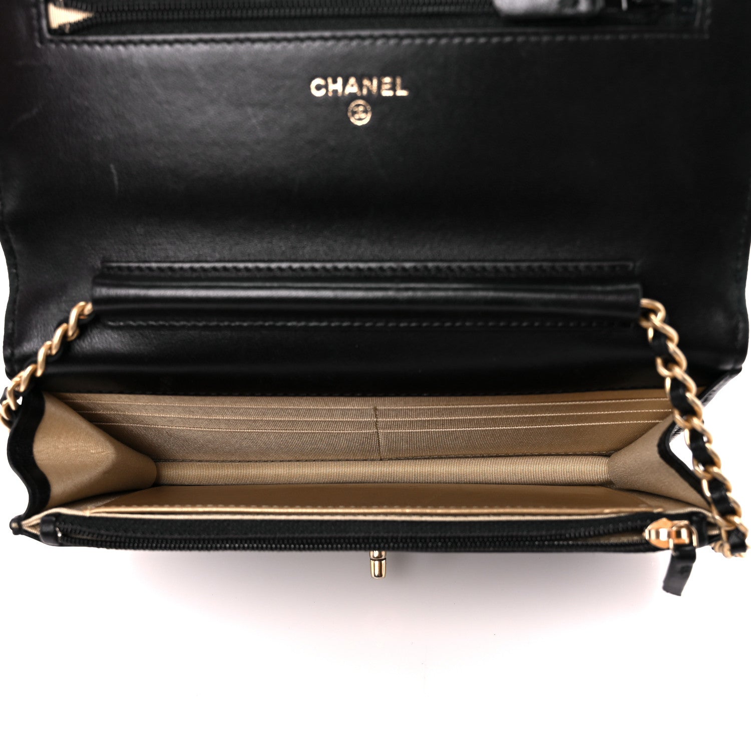 Chanel Lambskin Quilted CC Pearl Crush Wallet on Chain WOC Black 6 of 13