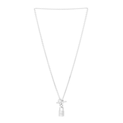 Hermes Sterling Silver Cadenas Kelly Lock Pendant Necklace 3 of 6