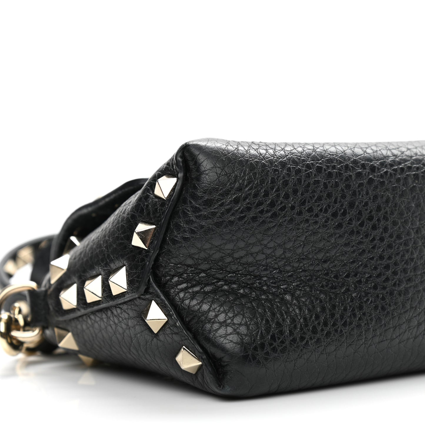 Pebbled Calfskin Mini Rockstud Crossbody Bag Black