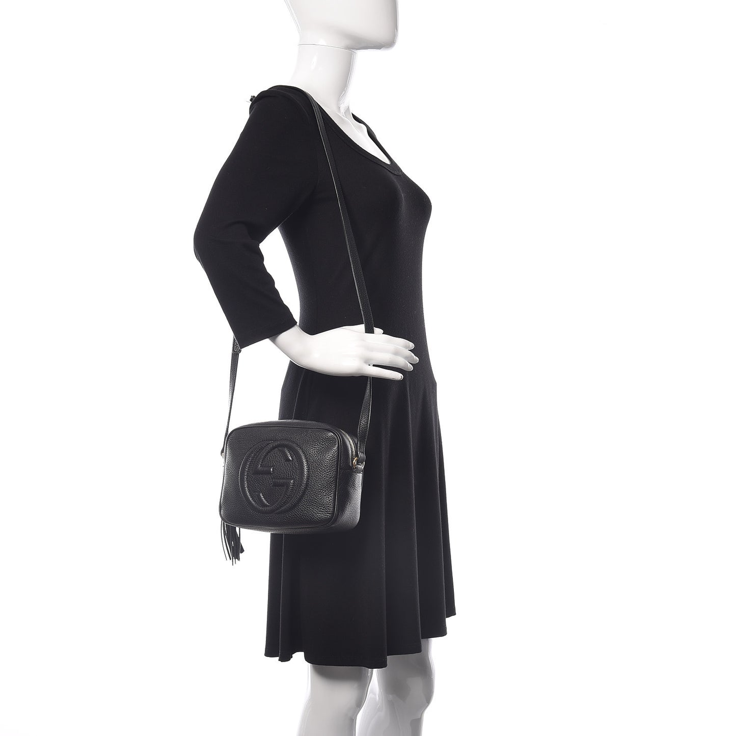 Pebbled Calfskin Small Soho Disco Bag Black