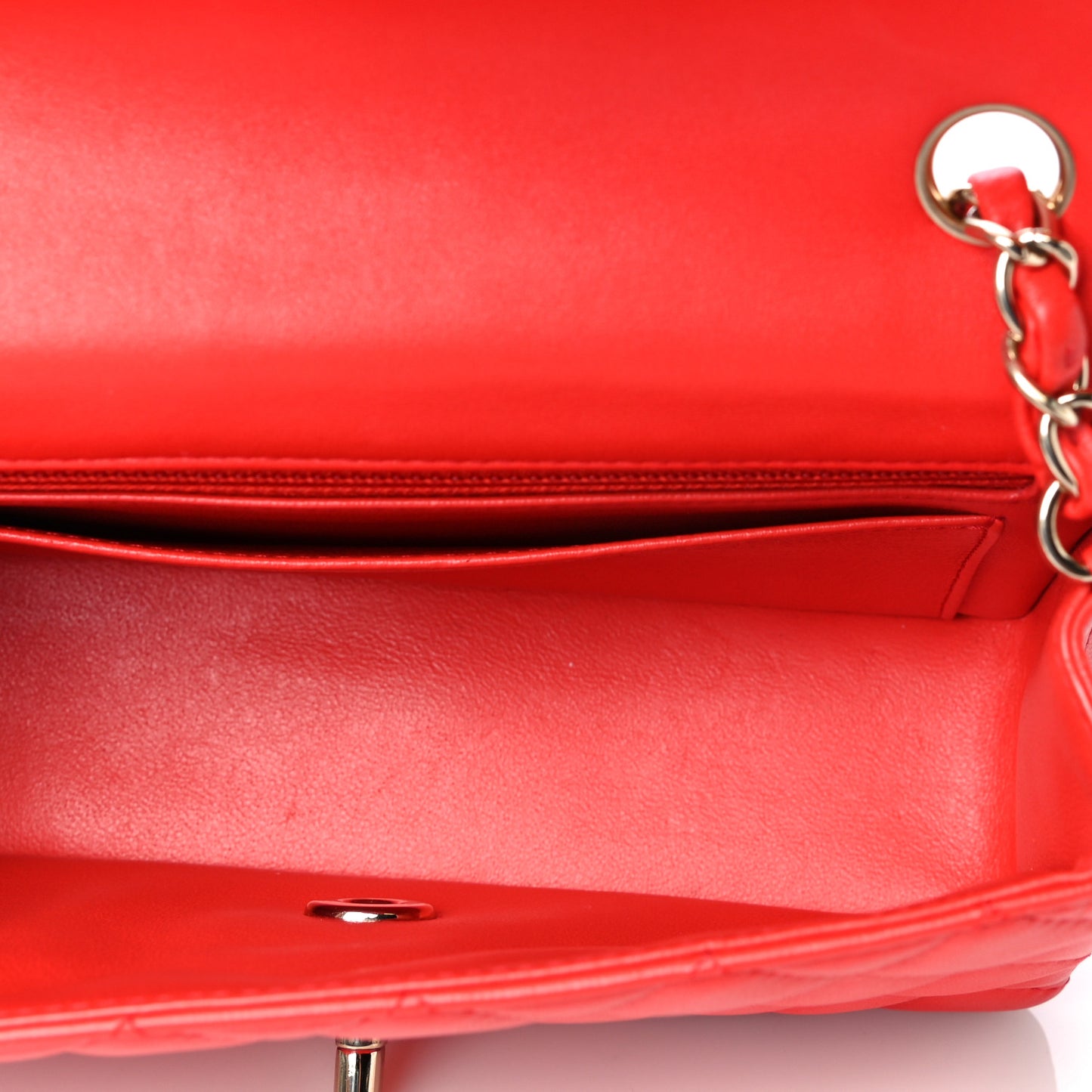 Lambskin Quilted Mini Rectangular Flap Red