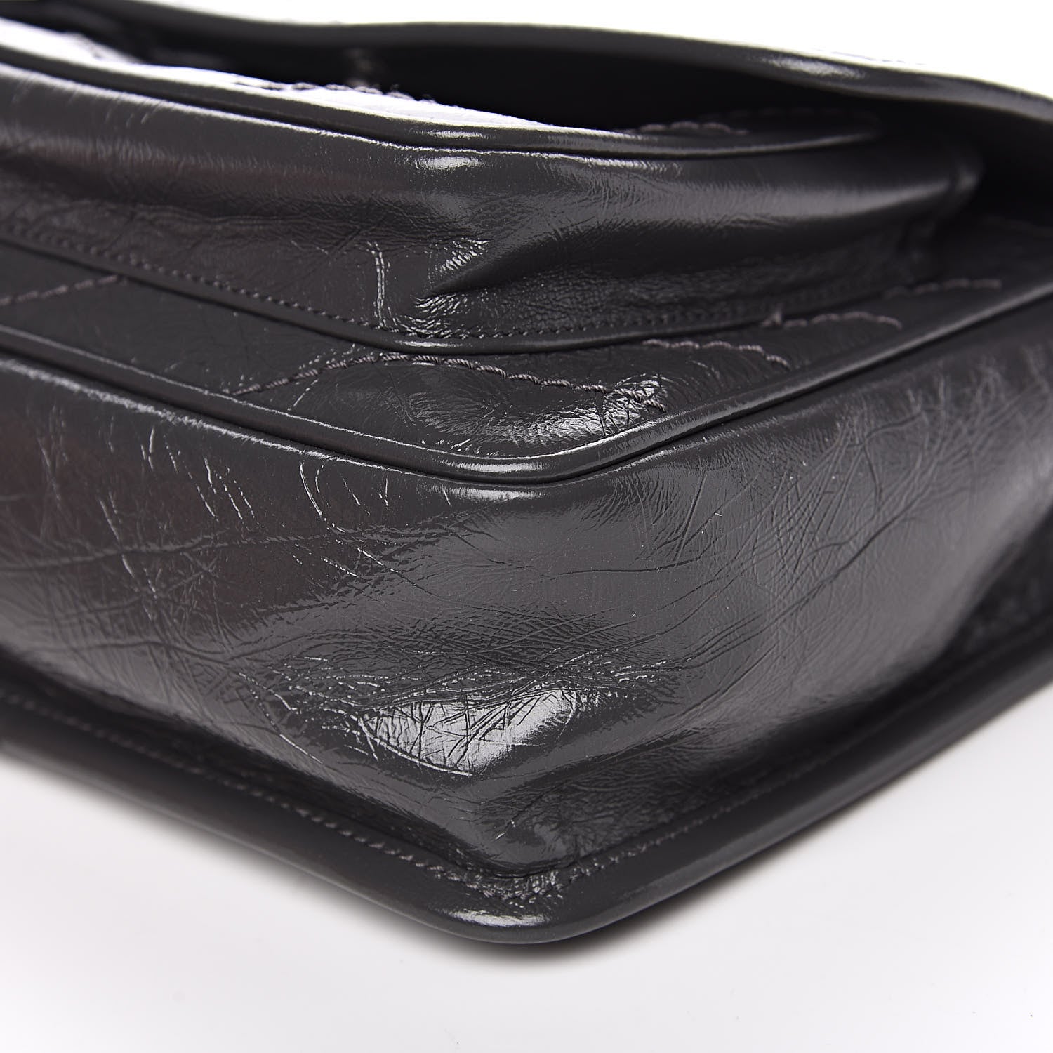 Saint Laurent Crinkled Calfskin Matelasse Monogram Baby Niki Chain Satchel Storm 9 of 10