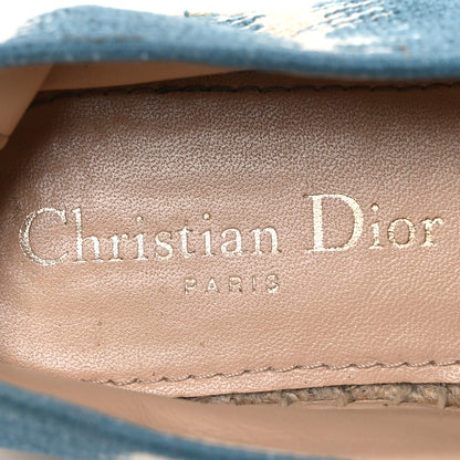 Christian Dior Cotton D-Stripes Embroidered Granville 15mm Espadrilles 35 Deep Ocean 10 of 10
