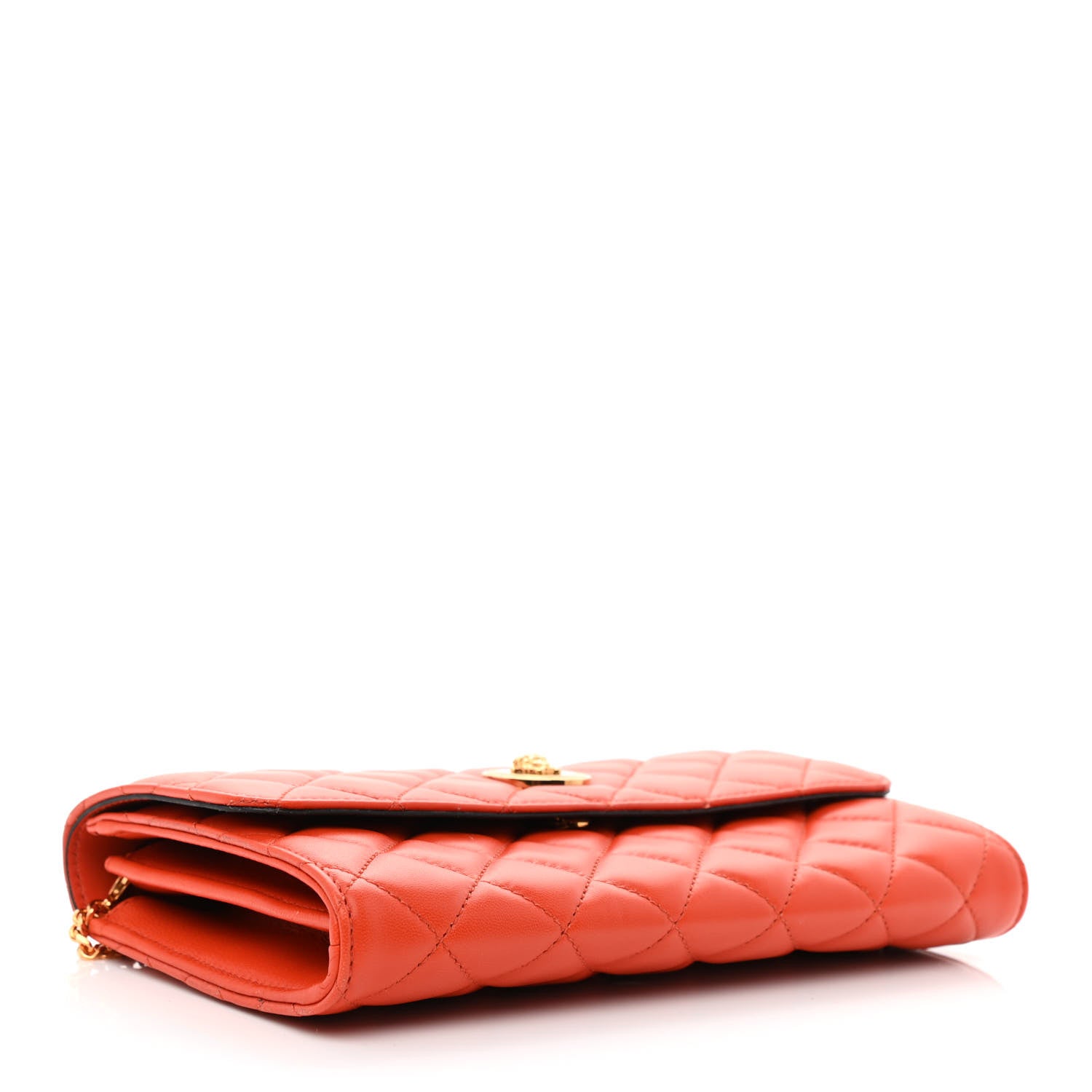 Versace Lambskin Quilted Medusa Wallet On Chain Crossbody Dark Orange 4 of 11
