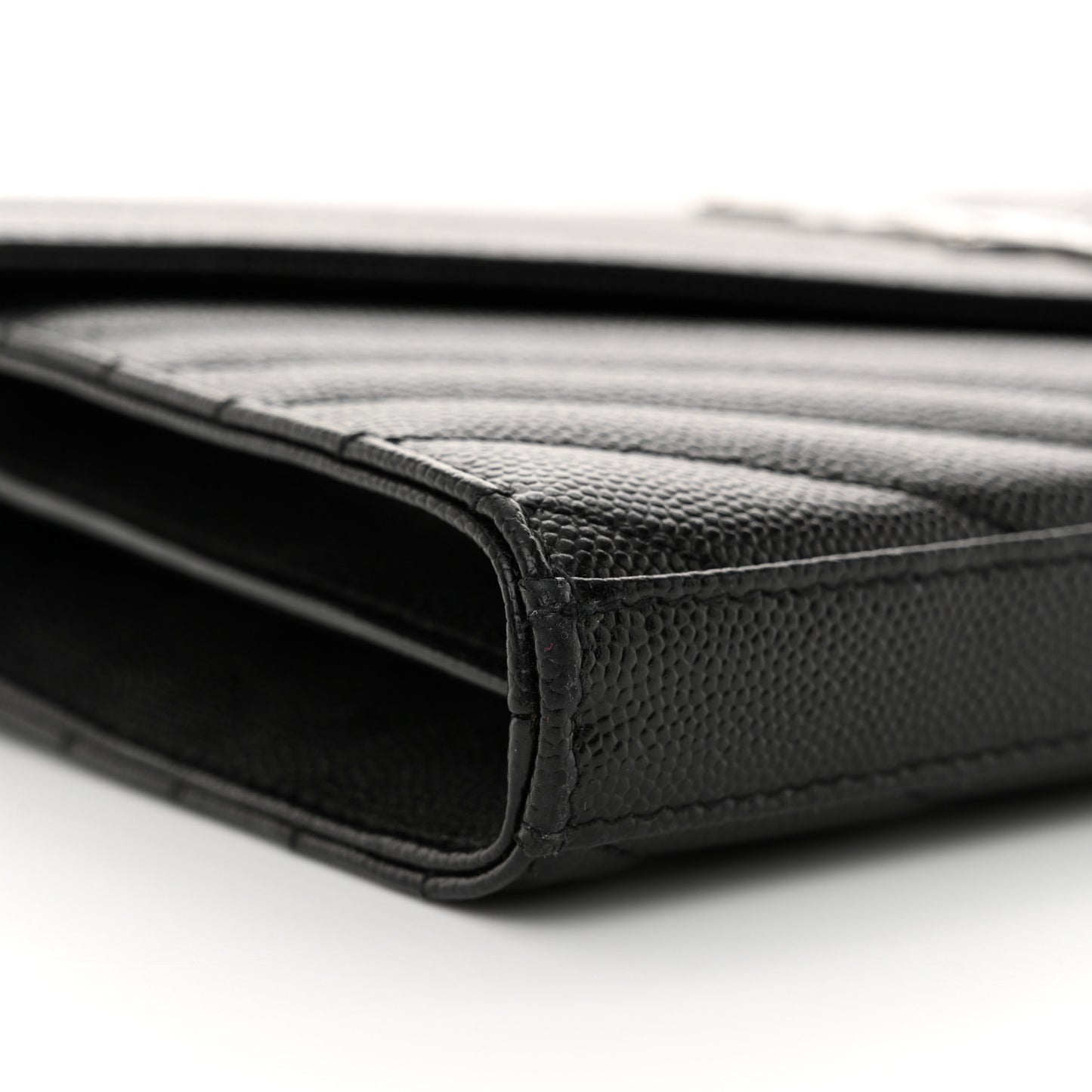 Grain De Poudre Matelasse Chevron Monogram Chain Wallet Black