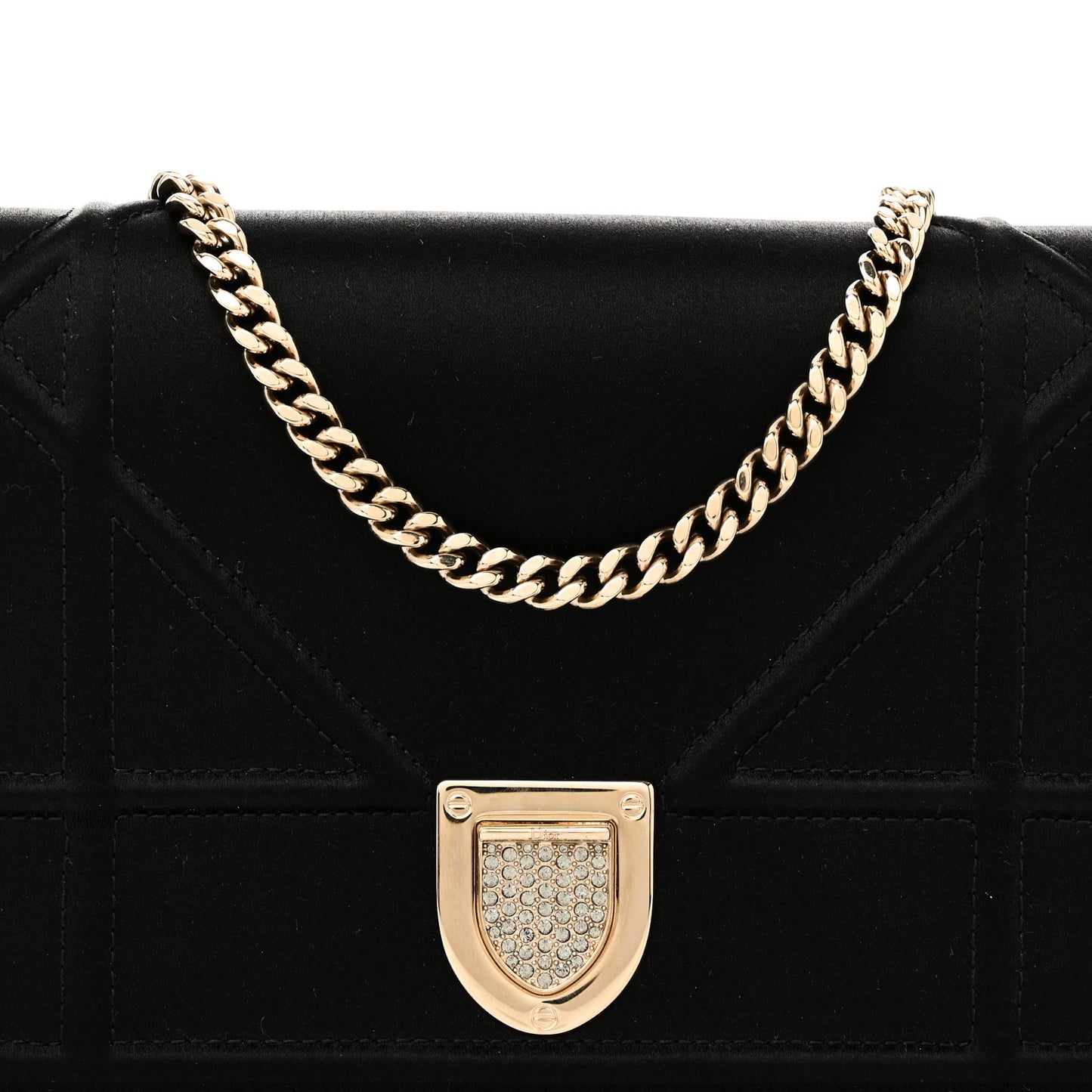 Satin Diorama Wallet on Chain Pouch Black