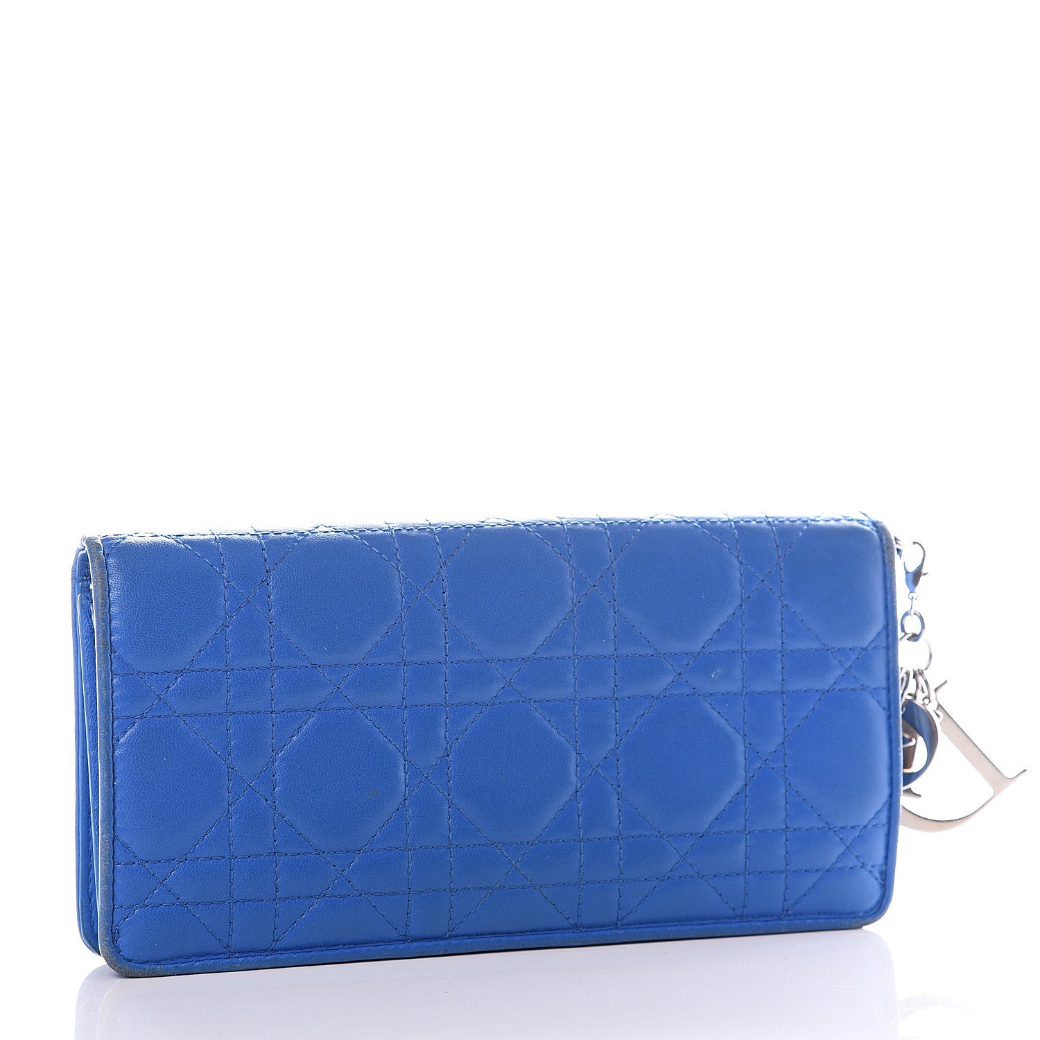 Christian Dior Lambskin Cannage Rendezvous Wallet Blue 2 of 12