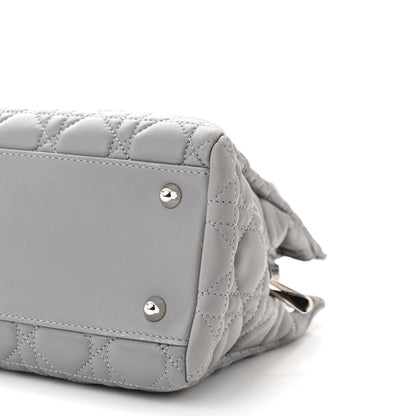Christian Dior CHRISTIAN DIOR Lambskin Cannage Small Dior Soft Zipped Shopping Tote Grey 11 of 14