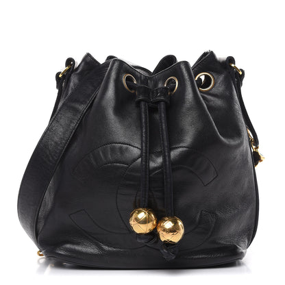 Chanel Lambskin CC Drawstring Shoulder Bag Black 1 of 19