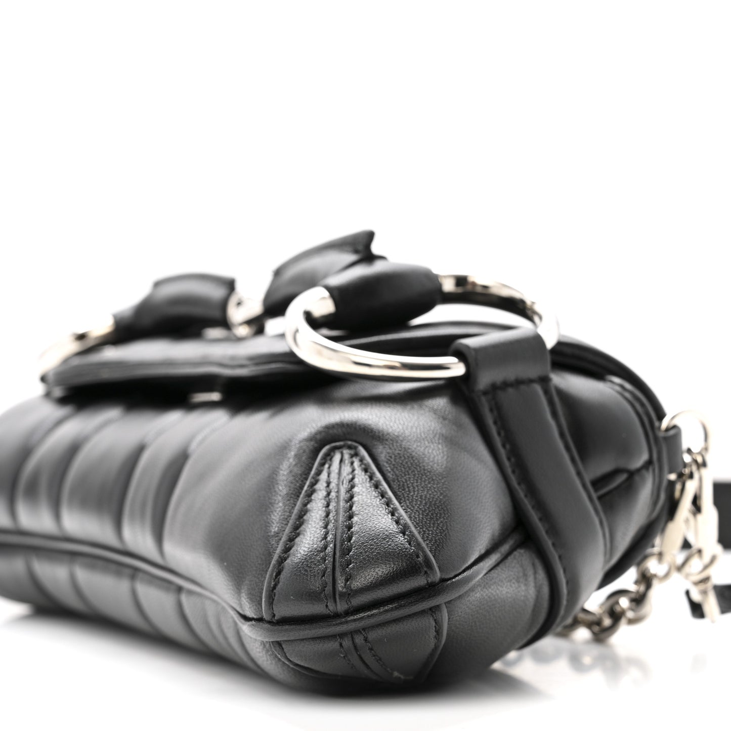 Nappa Vertical Matelasse Small Maxi Horsebit Chain Shoulder Bag Black