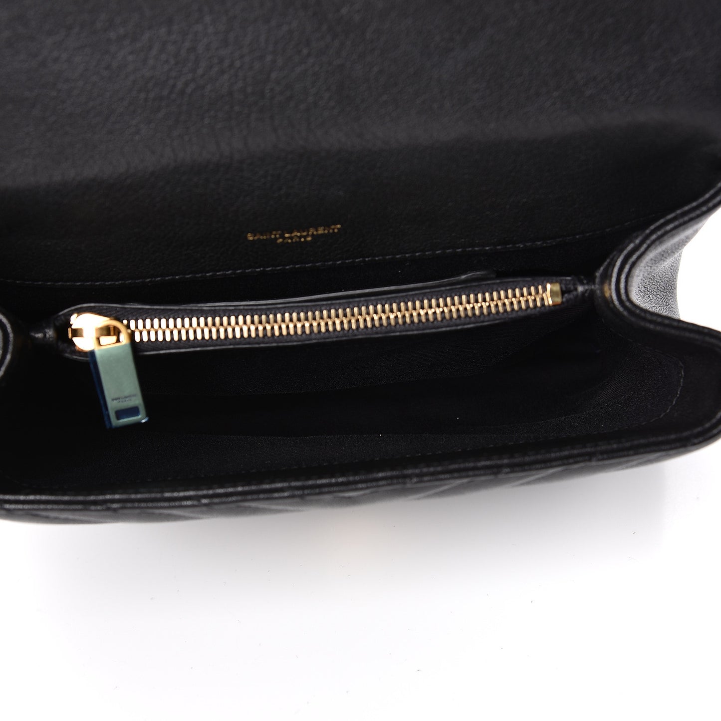 Sheepskin Matelasse Chevron Monogram Medium College Bag Black