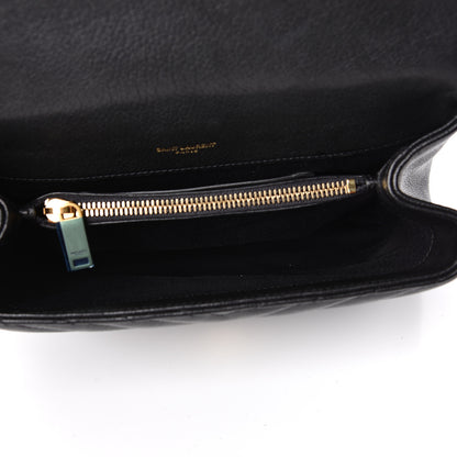 Saint Laurent Sheepskin Matelasse Chevron Monogram Medium College Bag Black 5 of 9