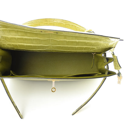 Hermes Shiny Alligator Kelly Sellier 32 Vert Chartreuse 15 of 40