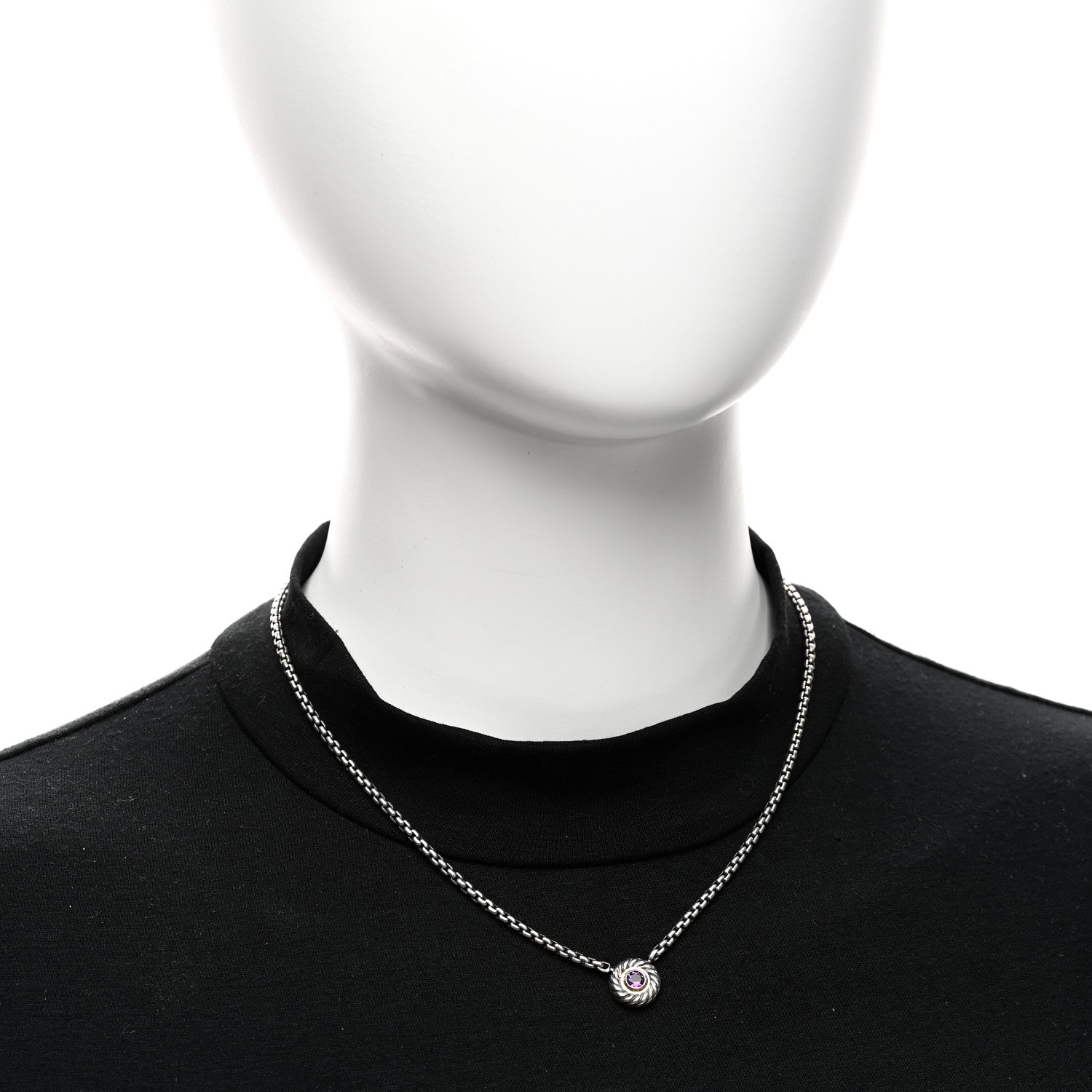 David Yurman Sterling Silver 14K Yellow Gold Amethyst Cookie Necklace 2 of 6