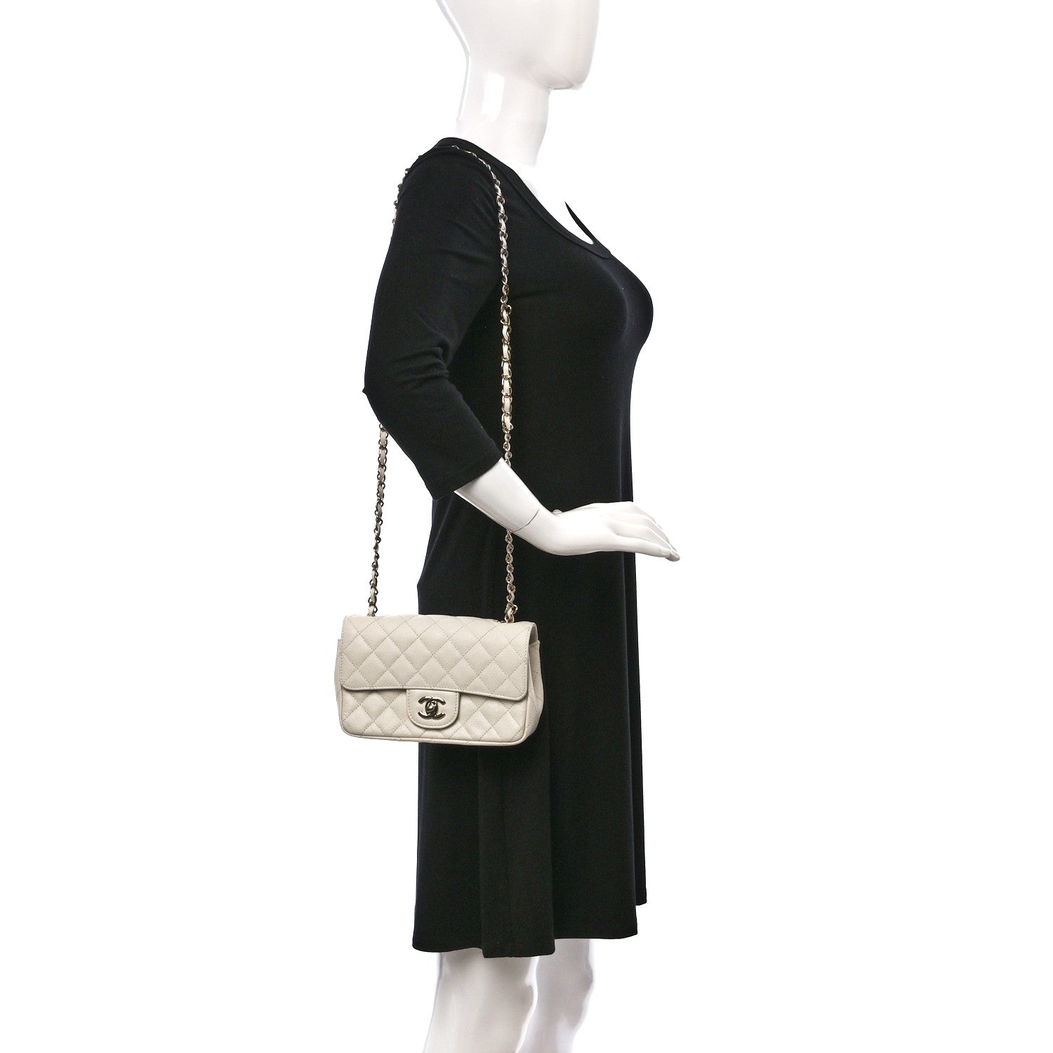 Chanel Caviar Quilted Mini Rectangular Flap White 2 of 9