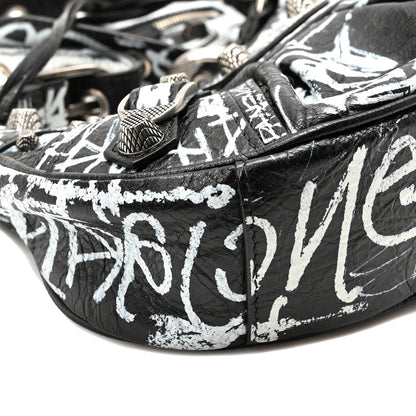 Balenciaga Agneau Arena Graffiti Le Cagole Shoulder Bag XS White Black 10 of 11