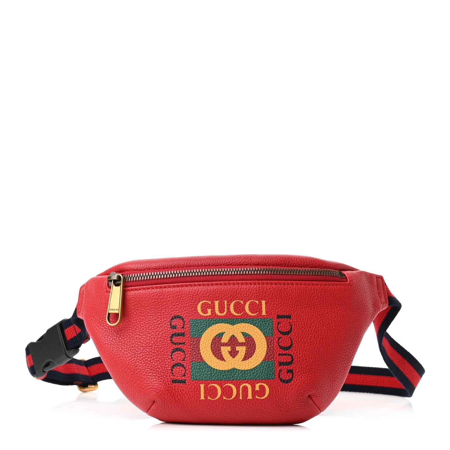 Grained Calfskin Small Logo Belt Bag Hibiscus Red