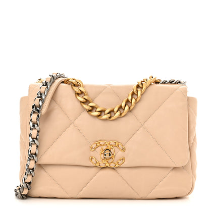 Chanel Lambskin Quilted Medium Chanel 19 Flap Beige 1 of 11