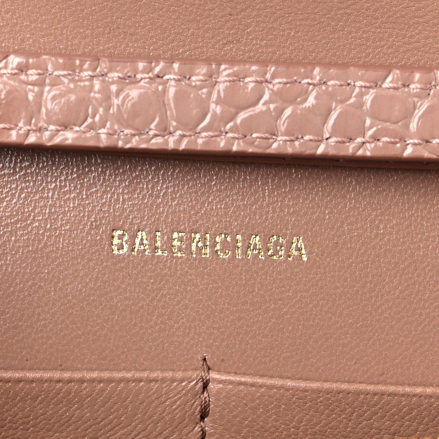 Shiny Calfskin Crocodile Embossed Hourglass Chain Bag Nude Beige