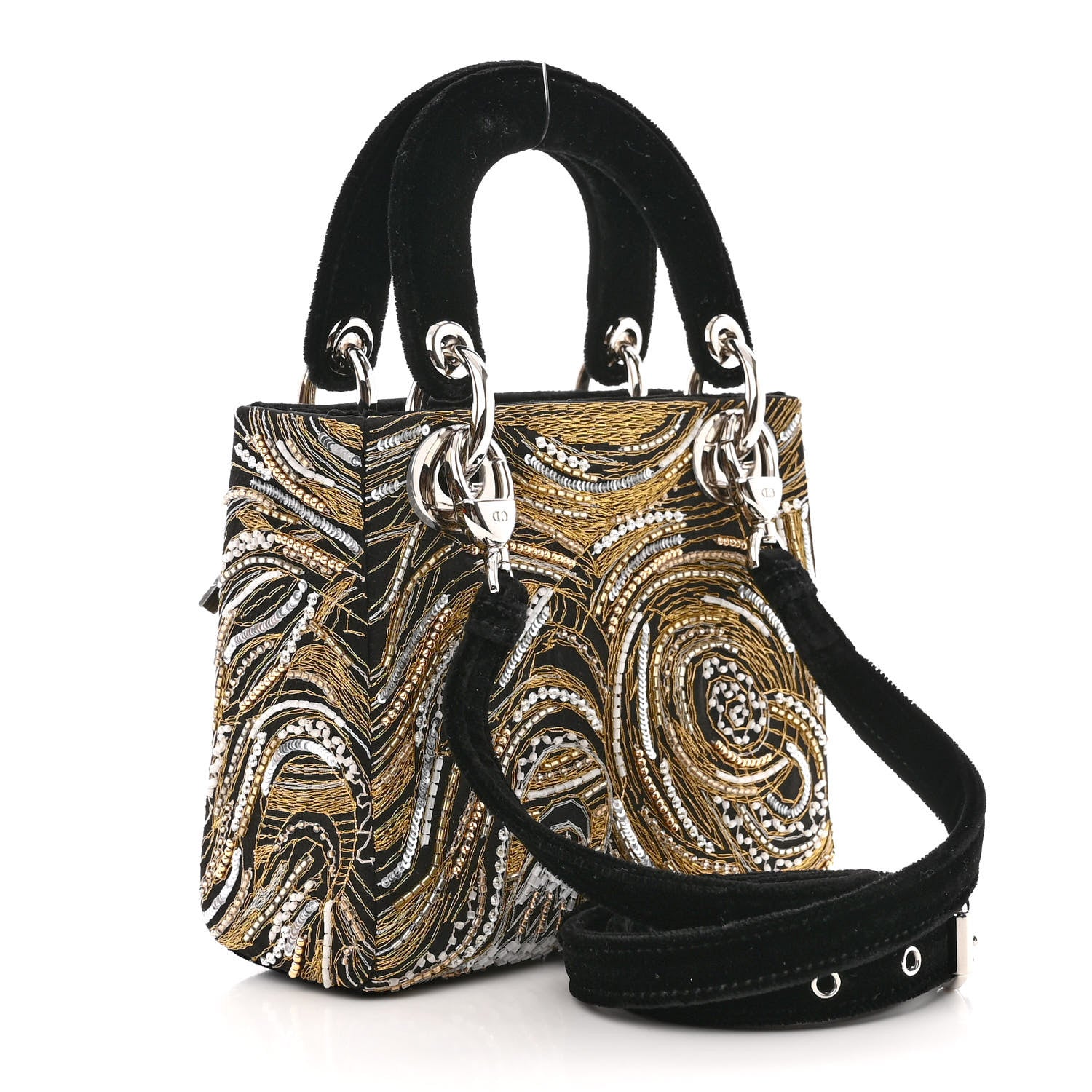 Christian Dior Velvet Embellished Jack Pierson Art Mini Lady Dior Gold Black Multicolor 3 of 12