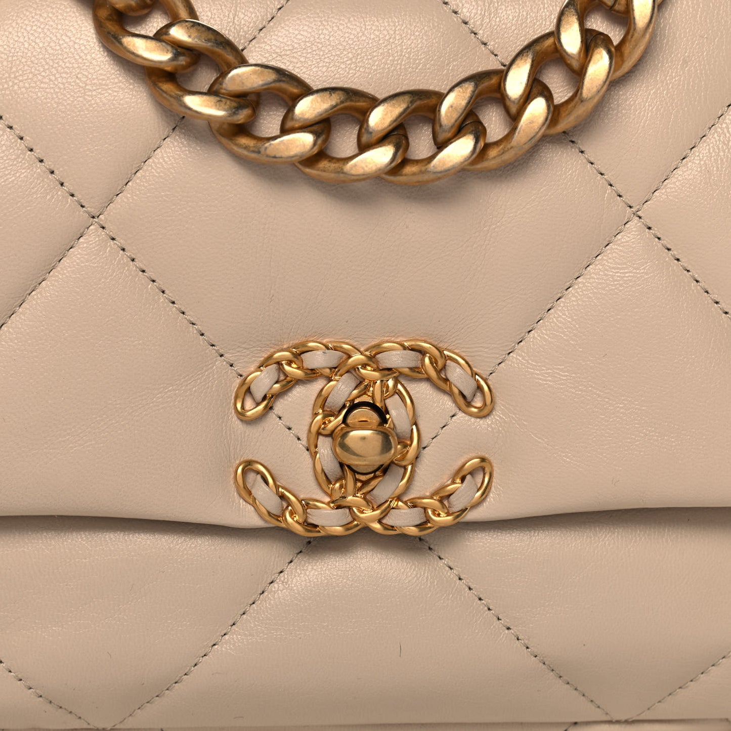 Lambskin Quilted Medium Chanel 19 Flap Beige