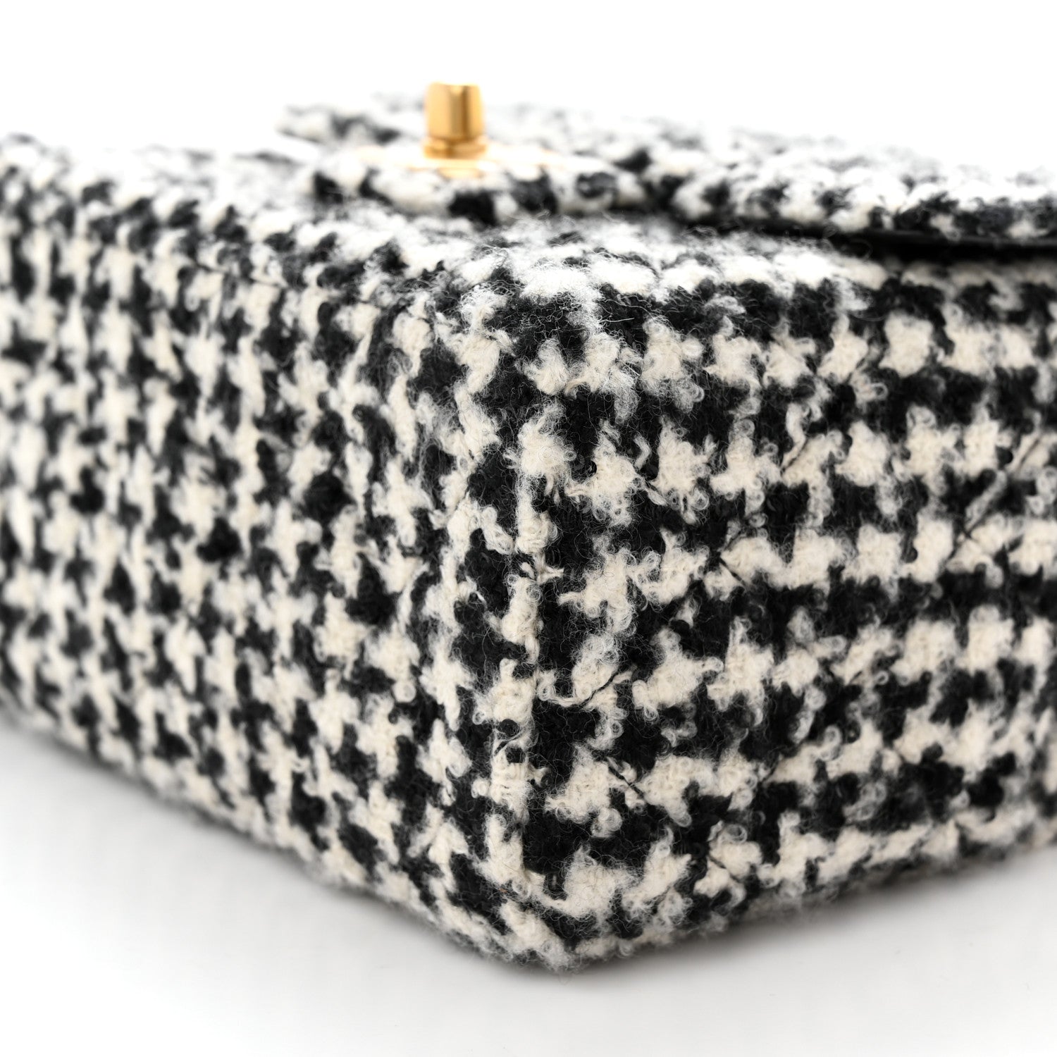 Chanel Tweed Houndstooth Quilted Mini Square Flap White Black 10 of 12