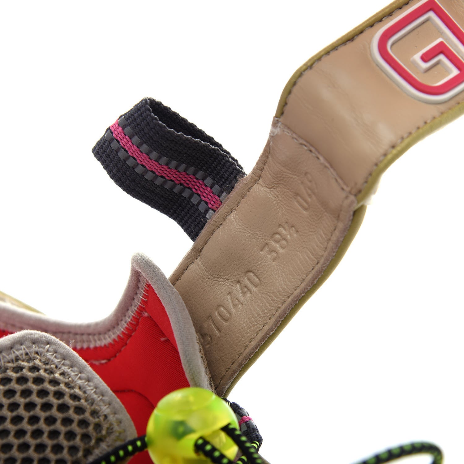 Gucci Mesh Fabric Tinsel Sport Sandals 38.5 Loess Sand Box Pink 10 of 12
