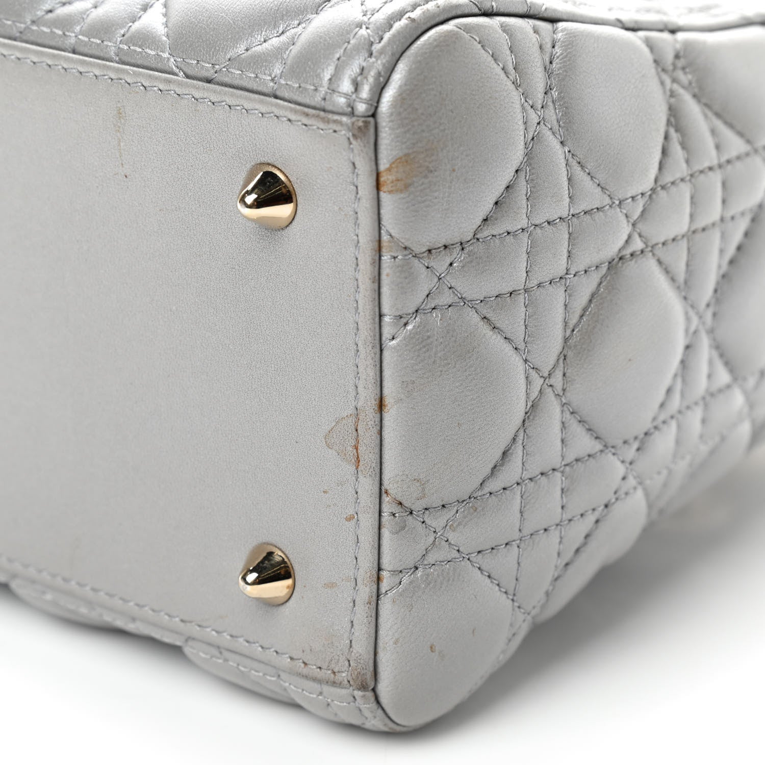 Christian Dior Pearly Lambskin Cannage Medium Lady Dior Grey 7 of 11