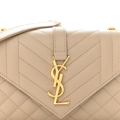 Saint Laurent Grain De Poudre Textured Mixed Matelasse Triquilt Small Monogram Satchel Dark Beige 7 of 9