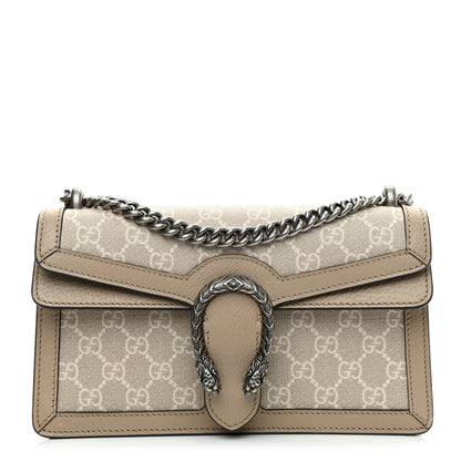 Gucci GG Supreme Monogram Textured Dollar Calfskin Small Rectangular Dionysus Shoulder Bag Beige Mystic White Oatmeal 1 of 10