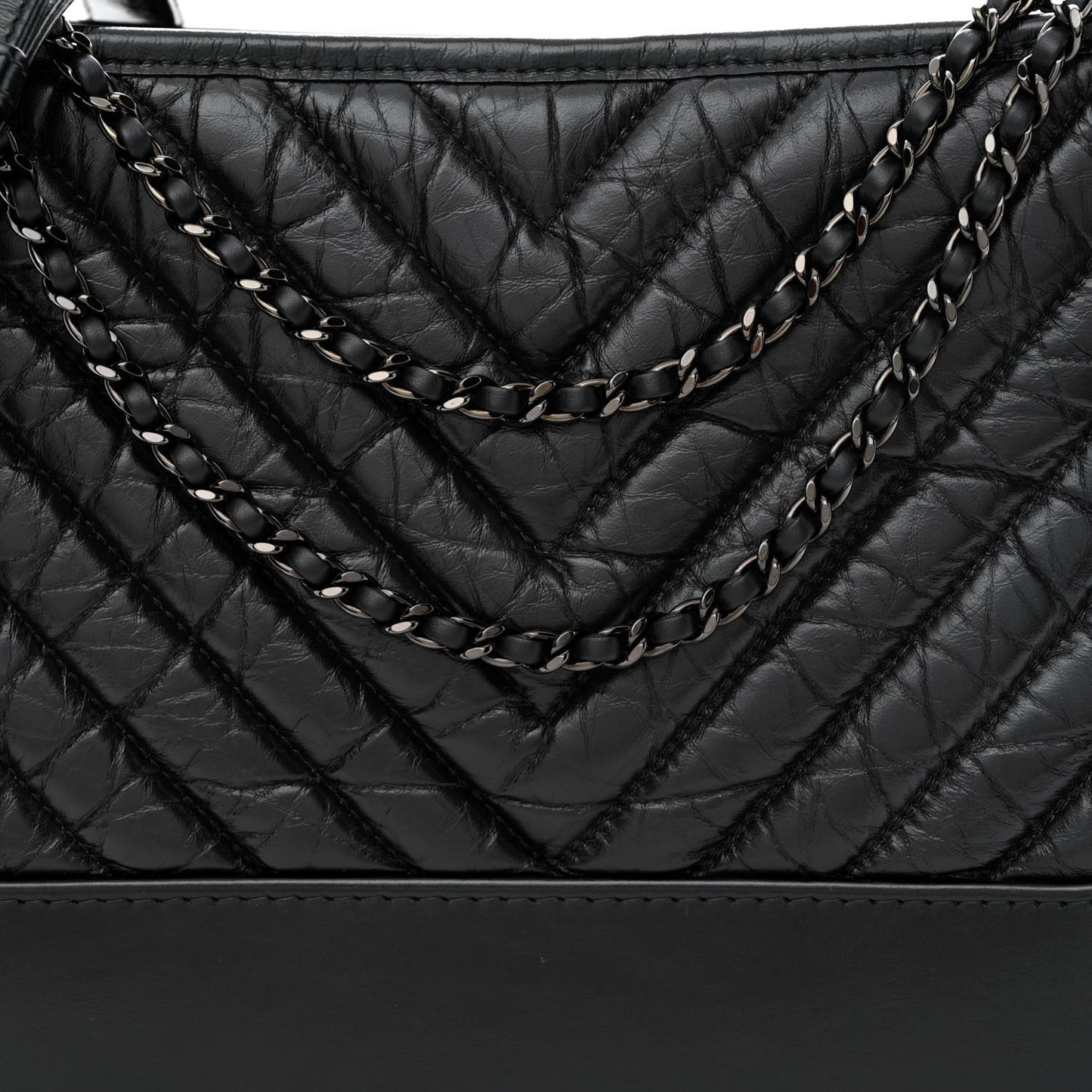 Aged Calfskin Chevron Quilted Medium Gabrielle Hobo So Black